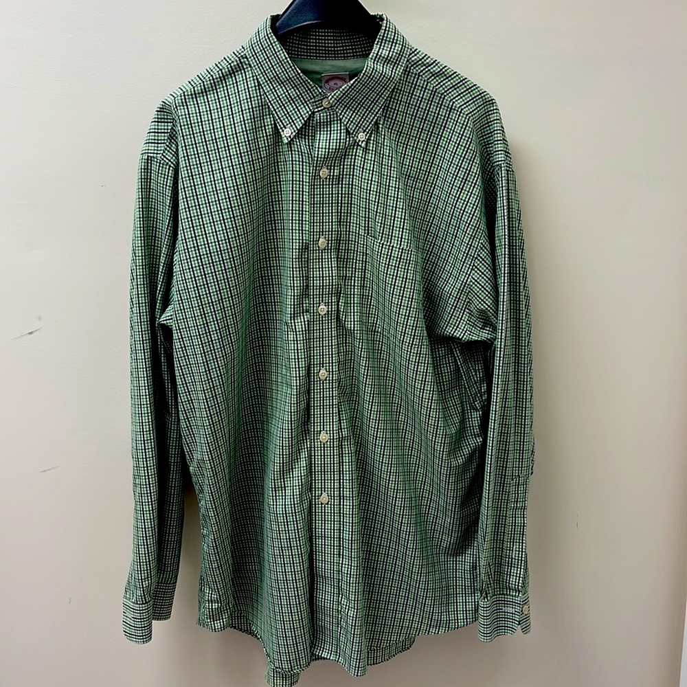 Brooks Brothers XL regular-fit non-iron green gingham